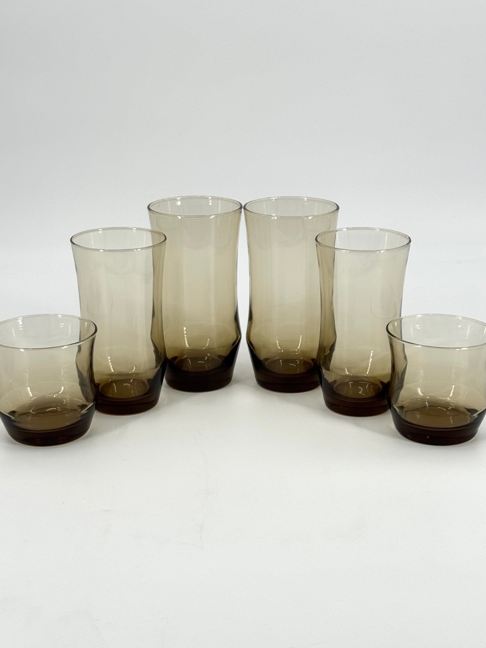 Set-of-6 VTG MCM Libbey Apollo Tawny Smokey Amber Glasses